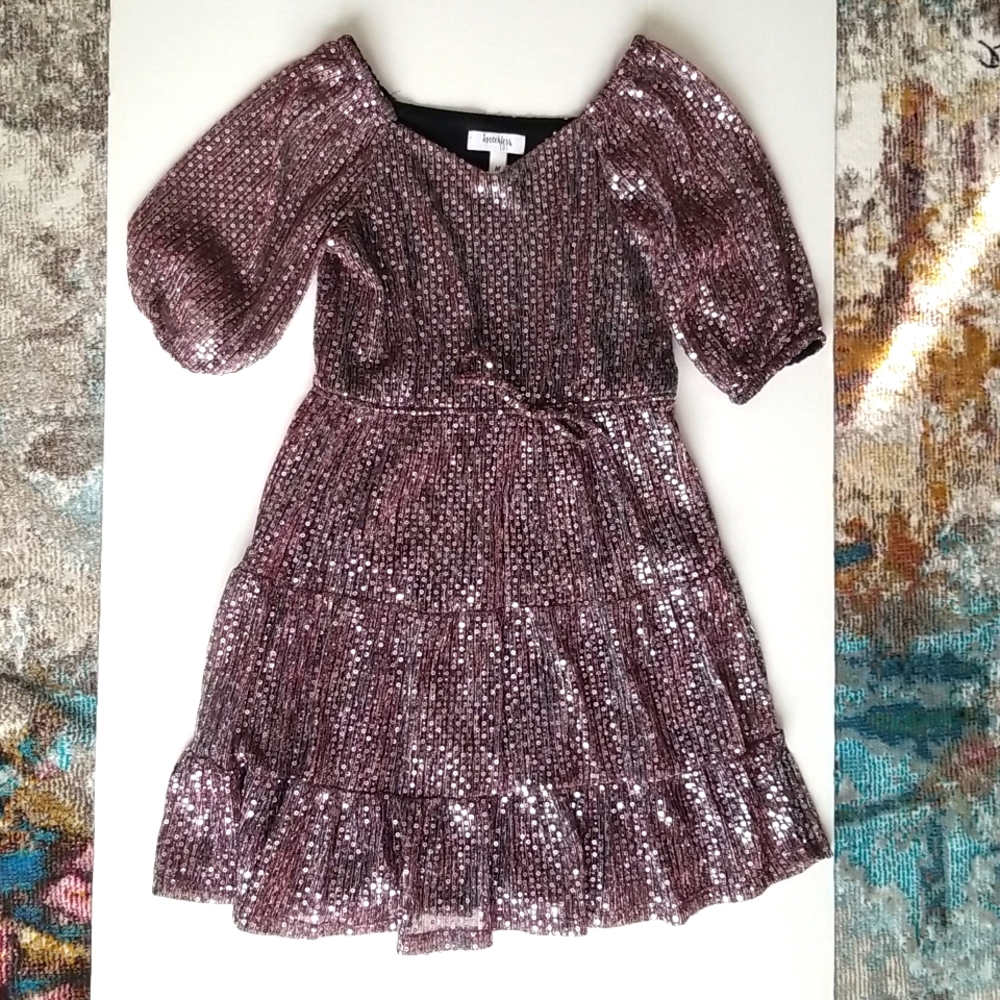 Shiny dress for big girl 8-10 yrs old;
